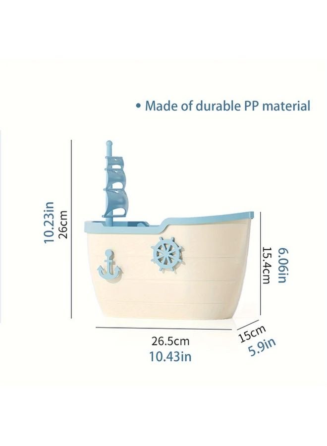 حامل ورق التواليت على شكل قارب شراعي أبيض صندوق تخزين مناديل مزدوج الطبقات موزع الحمام المثبت على الحائط - Image 3